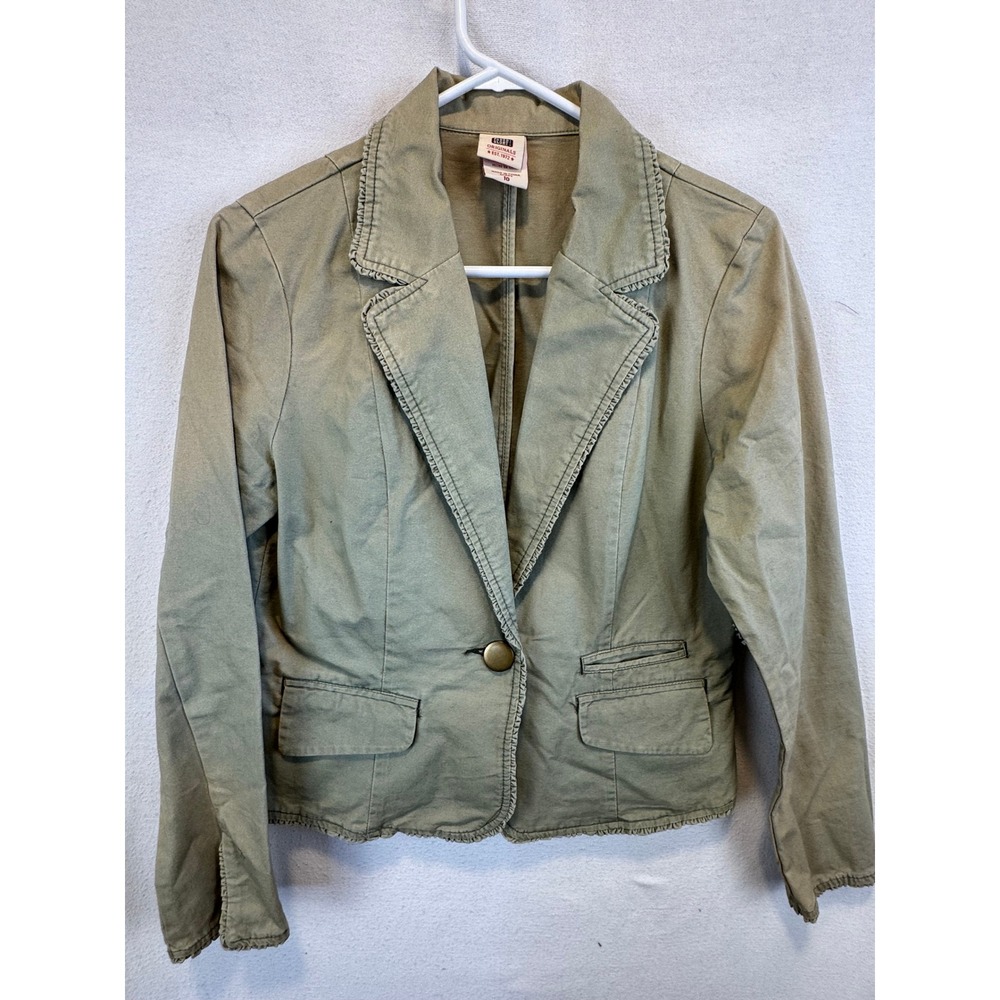 Faded Glory Blazer Green Cilantro Cotton Originals FGL17629C Raw Edge Trim 10